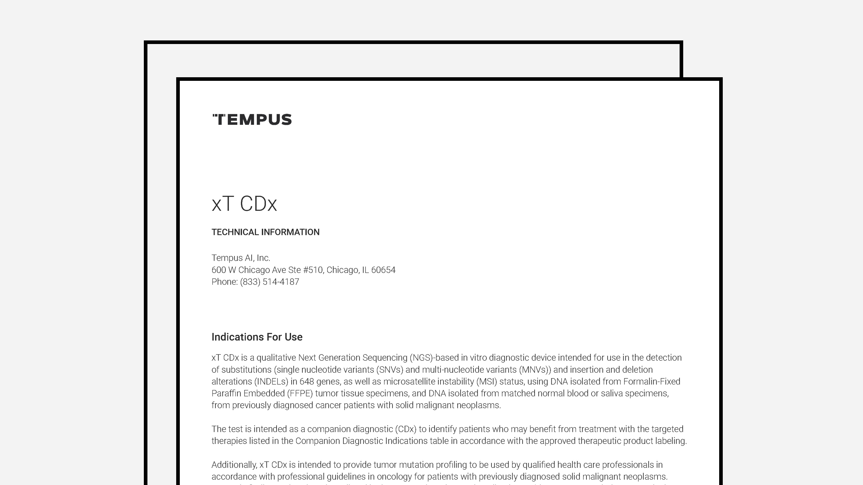 Tempus xT CDx Technical Information