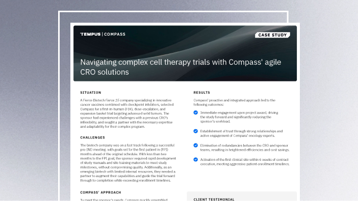 Navigating complex cell therapy trials with Compass CRO