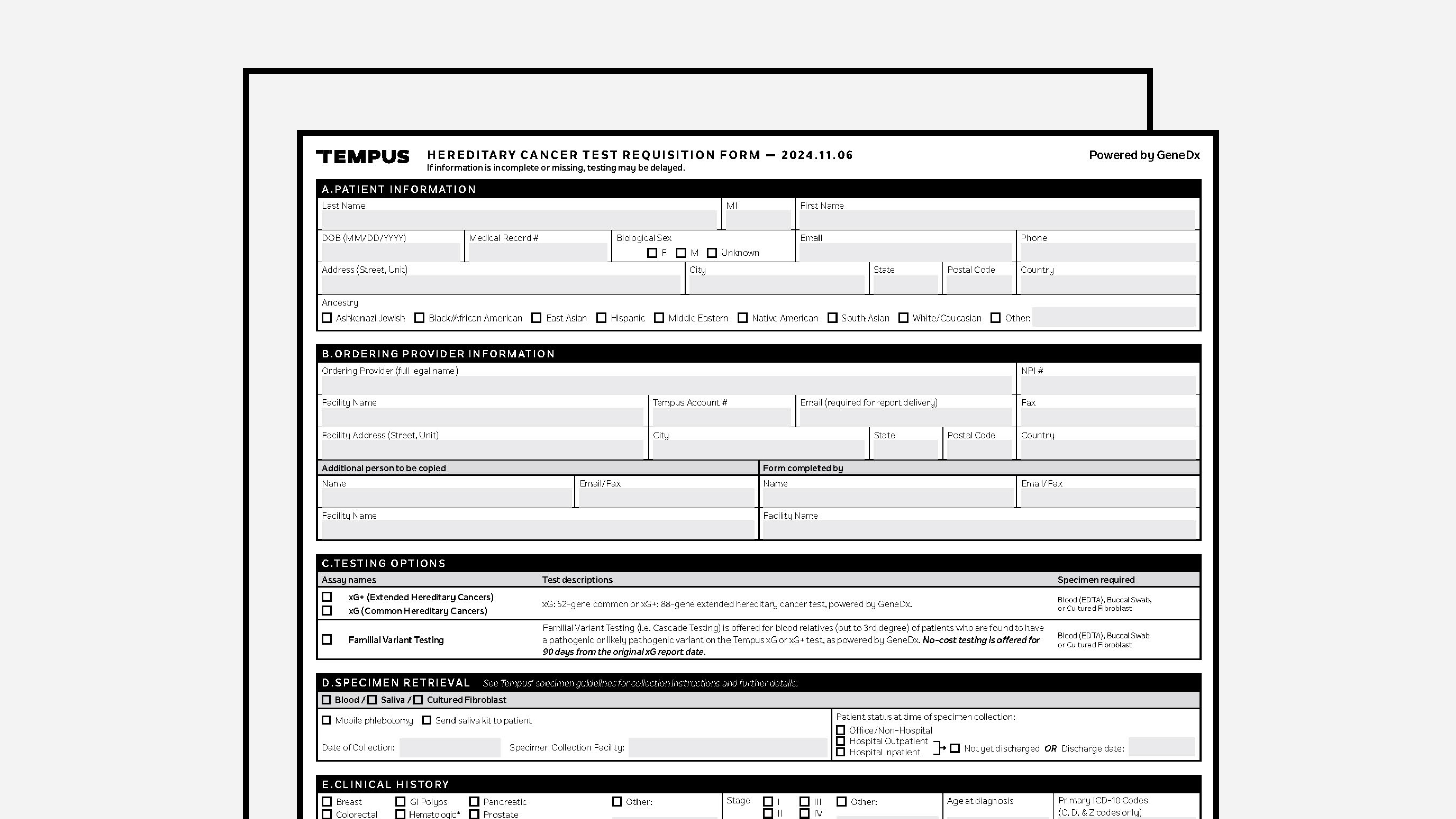 Hereditary Requisition Form (powered by GeneDX)