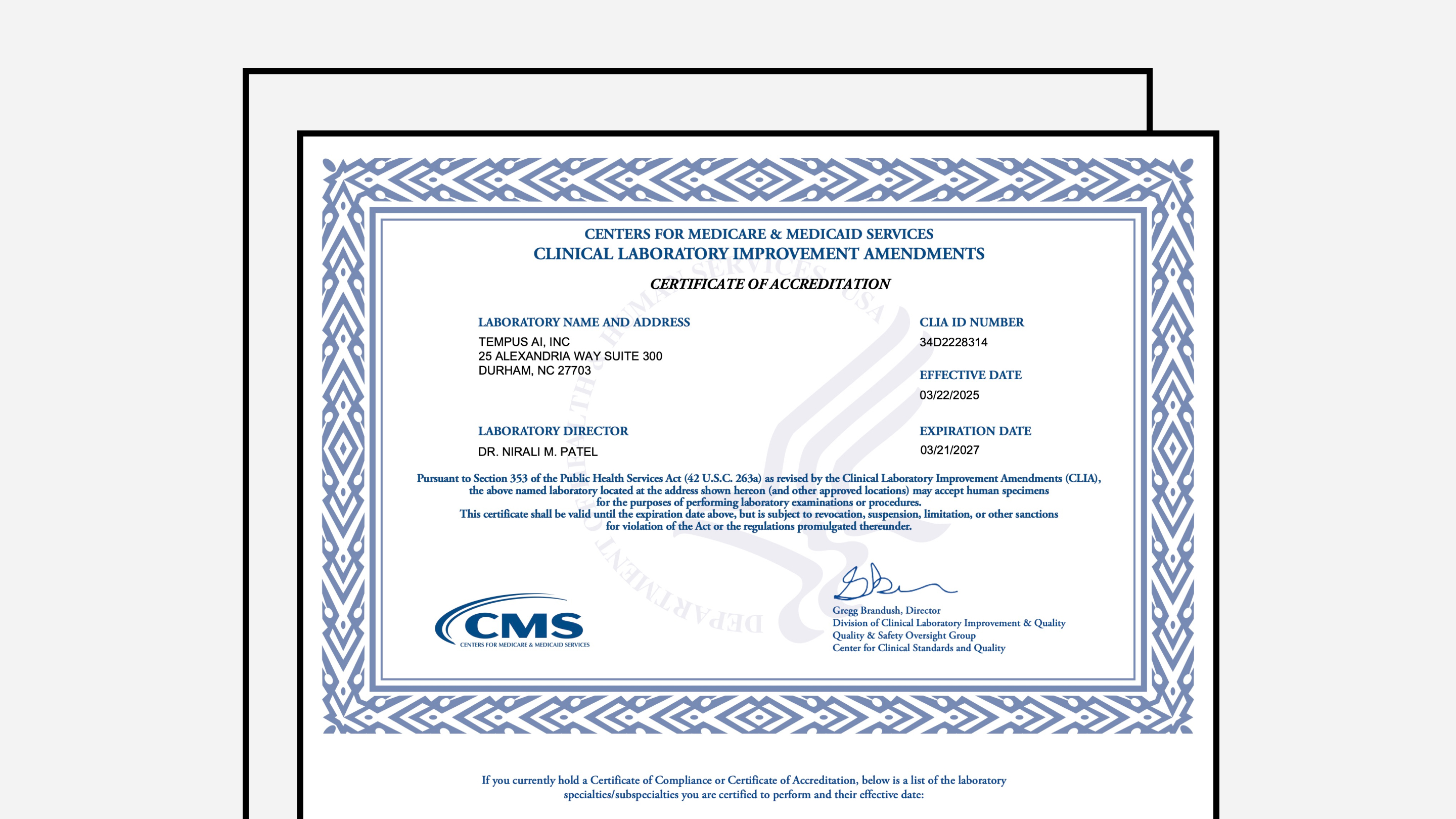 CLIA Certificate (2025-2027)