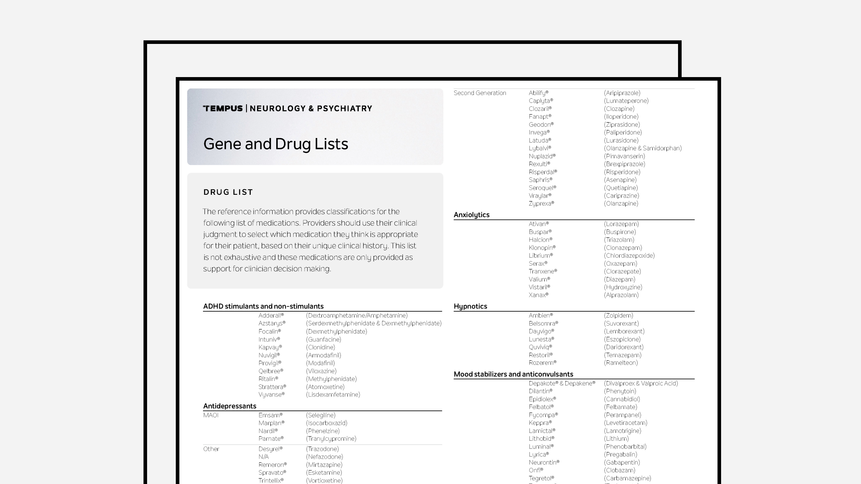 nP Gene and Drug List